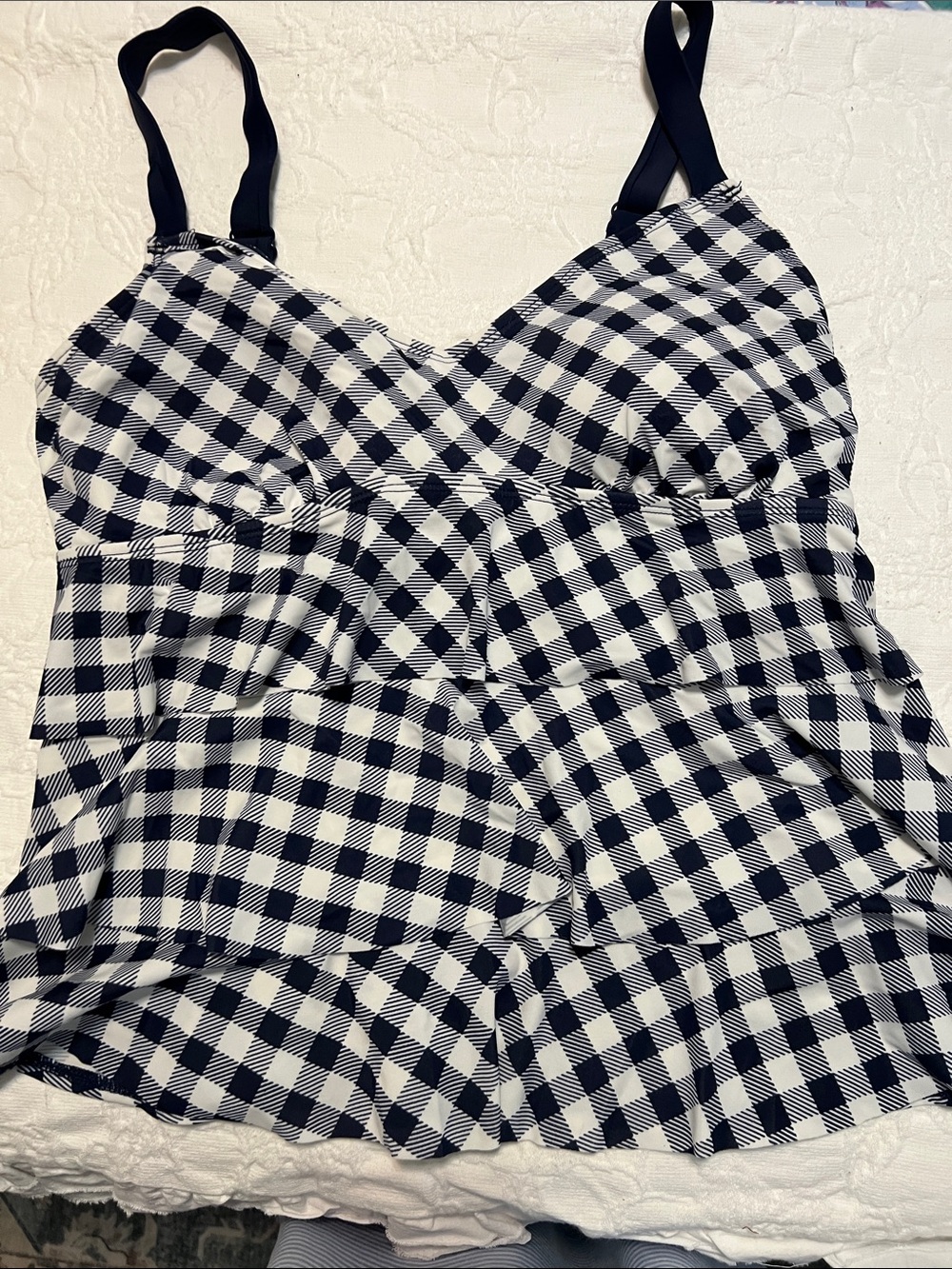 Kim Rogers Black and White Gingham One-Piece Swim Top